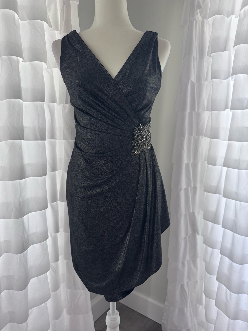 Calvin Klein Size 2 dark grey shiny dress